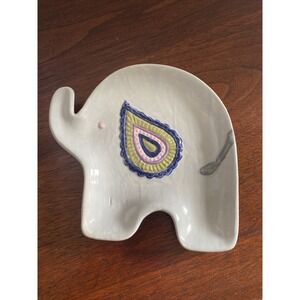Studio Pottery Dish Elephant Design Signed, Change Or Jewelry Holder